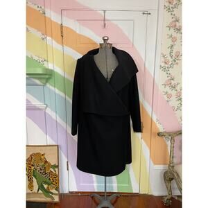 OAK Black Wool Wrap Coat Womens Medium Asymmetrical Minimalist